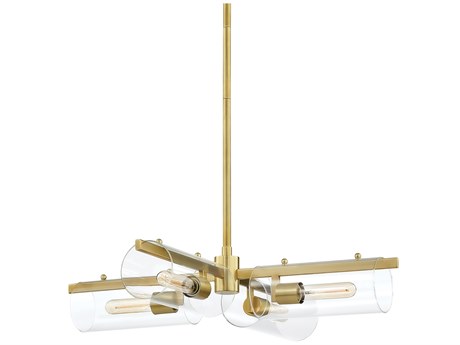 Mitzi Ariel 4-Light Aged Brass Glass Cylinder Chandelier