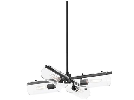 Mitzi Ariel 4-Light Soft Black Glass Cylinder Chandelier