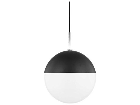 Mitzi Renee 1-Light Polished Nickel Black Glass Globe Mini Pendant