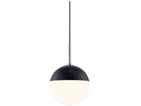Mitzi Renee 1-Light Polished Nickel Black Glass Globe Mini Pendant