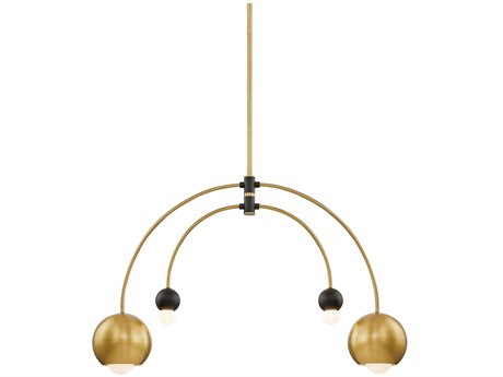 Mitzi Willow 2-Light Aged Brass Black Globe Pendant
