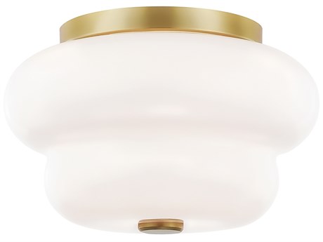 Mitzi Hazel 2-Light Aged Brass Glass Flush Mount
