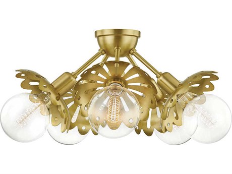 Mitzi Alyssa 5-Light Aged Brass Semi Flush Mount