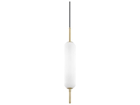 Mitzi Miley 1-Light Aged Brass Glass Cylinder Mini Pendant