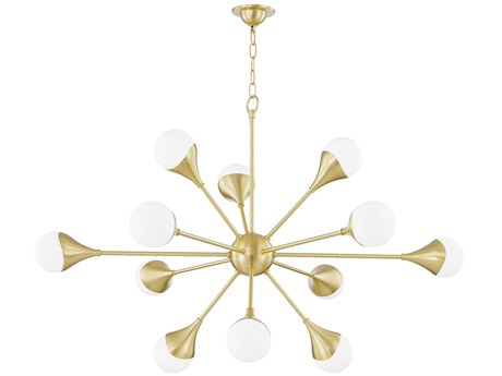 Mitzi Ariana 12-Light Aged Brass Glass LED Globe Sputnik Chandelier
