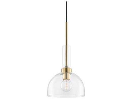 Mitzi Tabitha 1-Light Aged Brass Clear Glass Dome Geometric Mini Pendant