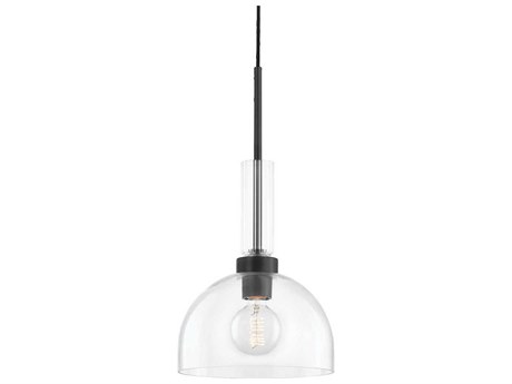 Mitzi Tabitha 1-Light Soft Black Clear Glass Dome Geometric Mini Pendant