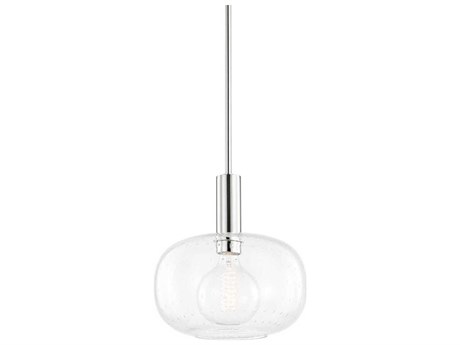 Mitzi Harlow 1-Light Polished Nickel Glass Round Mini Pendant