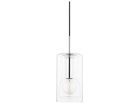 Mitzi Belinda 1-Light Polished Nickel Glass Cylinder Mini Pendant