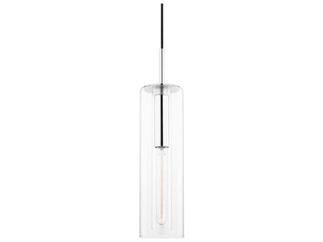 Mitzi Belinda 1-Light Polished Nickel Clear Glass Cylinder Mini Pendant