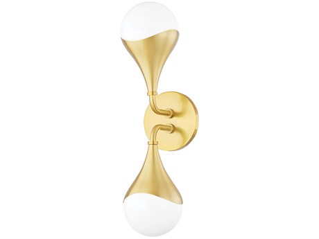 Mitzi Ariana 2-Light Aged Brass Glass LED Vanity Light