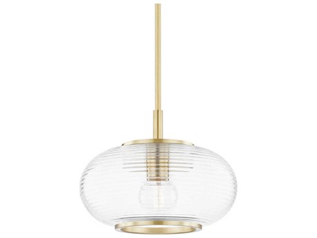 Mitzi Maggie 1-Light Aged Brass Clear Glass Round Pendant