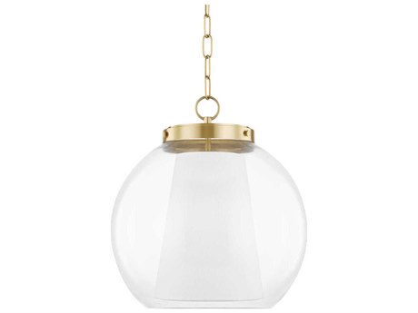 Mitzi Sasha 1-Light Aged Brass Glass Globe Geometric Pendant