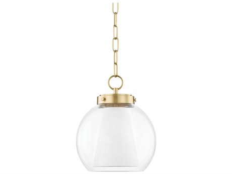 Mitzi Sasha 1-Light Aged Brass Glass Globe Geometric Mini Pendant