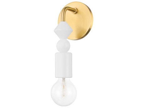 Mitzi Flora 1-Light Aged Brass White Wall Sconce