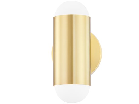 Mitzi Kira 2-Light Aged Brass White Wall Sconce