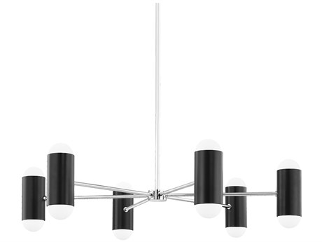 Mitzi Kira 12-Light Polished Nickel Soft Black Cylinder Chandelier