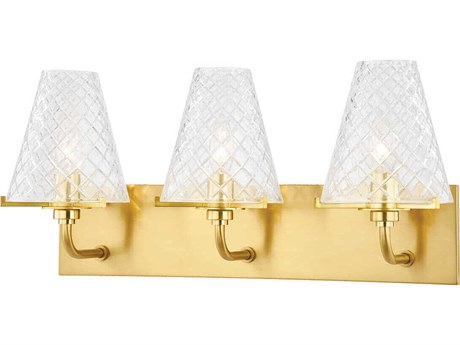 Mitzi Irene 3-Light Aged Brass Glass Vanity Light