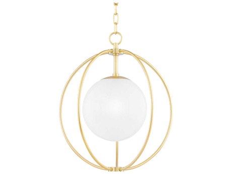 Mitzi Lyla 1-Light Aged Brass Glass Globe Pendant