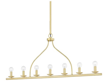 Mitzi Kendra 7-Light Aged Brass Linear Island Pendant