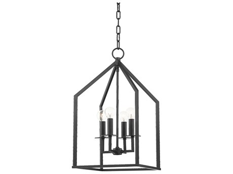 Mitzi Lena 4-Light Aged Iron Black Candelabra Lantern Chandelier