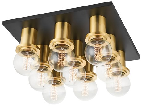 Mitzi Brandi 9-Light Aged Brass Soft Black Flush Mount