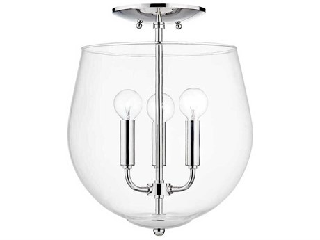 Mitzi Bobbi 3-Light Polished Nickel Glass Bowl Semi Flush Mount