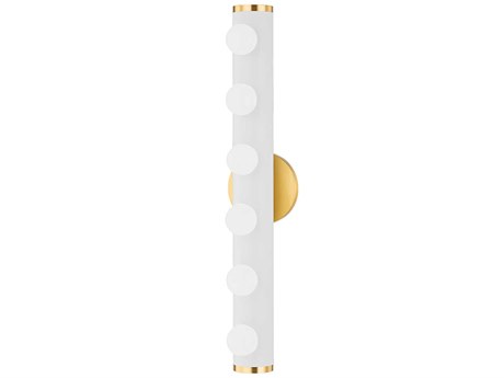 Mitzi Penny 6-Light Aged Brass & Textured White Glass Vanity Light