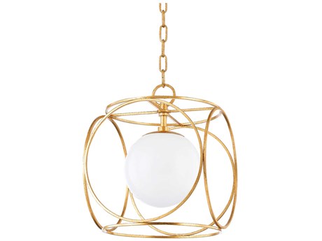 Mitzi Claire 1-Light Vintage Gold Leaf Glass Globe Mini Pendant