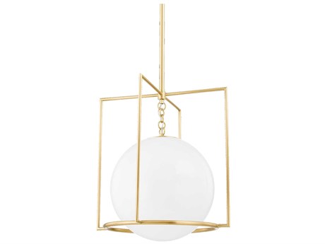 Mitzi Frankie 1-Light Aged Brass Glass Globe Geometric Pendant