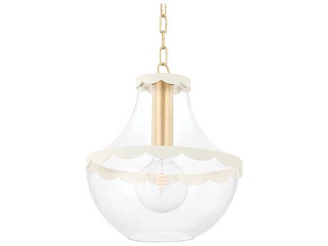 Mitzi Alaina 1-Light Aged Brass White Glass Pendant