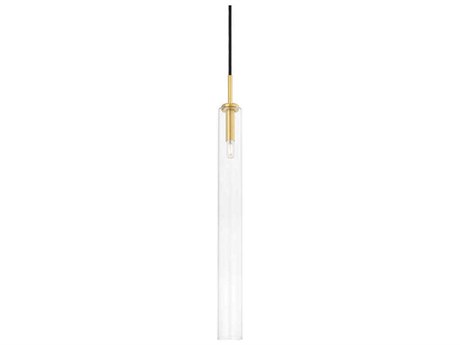 Mitzi Nyah 1-Light Aged Brass Glass Cylinder Mini Pendant