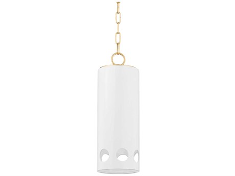 Mitzi Jean 1-Light Aged Brass Cylinder Mini Pendant