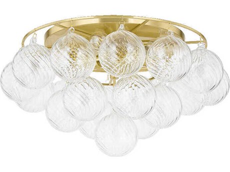 Mitzi Mimi 6-Light Aged Brass Globe Flush Mount