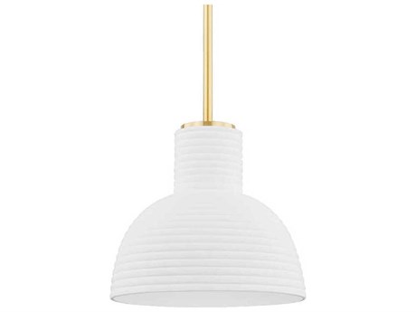 Mitzi Paloma 1-Light Aged Brass White Dome Pendant