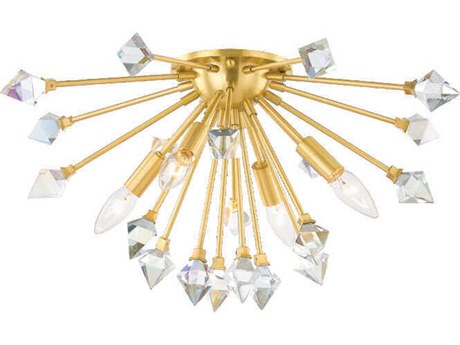 Mitzi Genesis 4-Light Aged Brass Crystal Sputnik Flush Mount