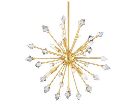 Mitzi Genesis 6-Light Aged Brass Crystal Sputnik Pendant