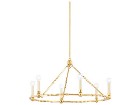 Mitzi Josephine 6-Light Vintage Gold Leaf Candelabra Chandelier