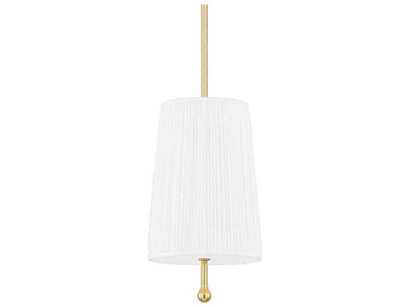Mitzi Adeline 1-Light Aged Brass White Cylinder Mini Pendant