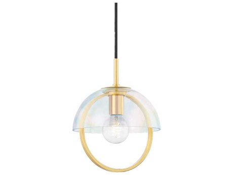 Mitzi Meriah 1-Light Aged Brass Clear Glass Dome Mini Pendant