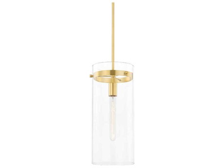 Mitzi Haisley 1-Light Aged Brass Glass Cylinder Mini Pendant