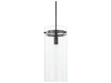 Mitzi Haisley 1-Light Old Bronze Black Glass Cylinder Mini Pendant