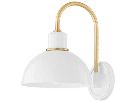 Mitzi Camille 1-Light Aged Brass White Wall Sconce