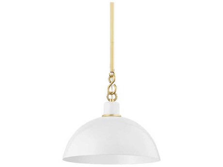 Mitzi Camille 1-Light Aged Brass White Dome Pendant