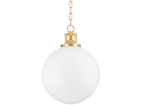 Mitzi Beverly 1-Light Aged Brass Glass Globe Pendant