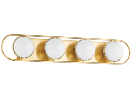 Mitzi Amy 4-Light Aged Brass Glass Vanity Light