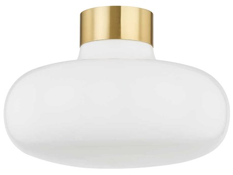 Mitzi Eliana 1-Light Aged Brass Glass Flush Mount