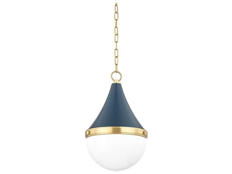 Mitzi Ciara 1-Light Aged Brass Soft Navy Blue Glass Mini Pendant