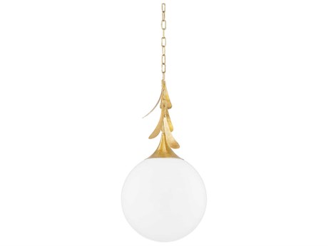 Mitzi Victoria 1-Light Vintage Gold Leaf Glass Globe Pendant