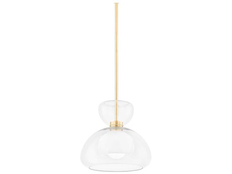 Mitzi Cortney 1-Light Aged Brass Glass Mini Pendant